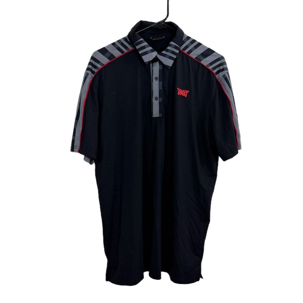 PXG Parsons Extreme Golf Polo Shirt Mens S Black Plaid Performance Preppy Snap
